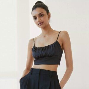 Aritzia Wilfred Sonnet Silky Cami Camisole Crop Cropped Top Black Noir Medium